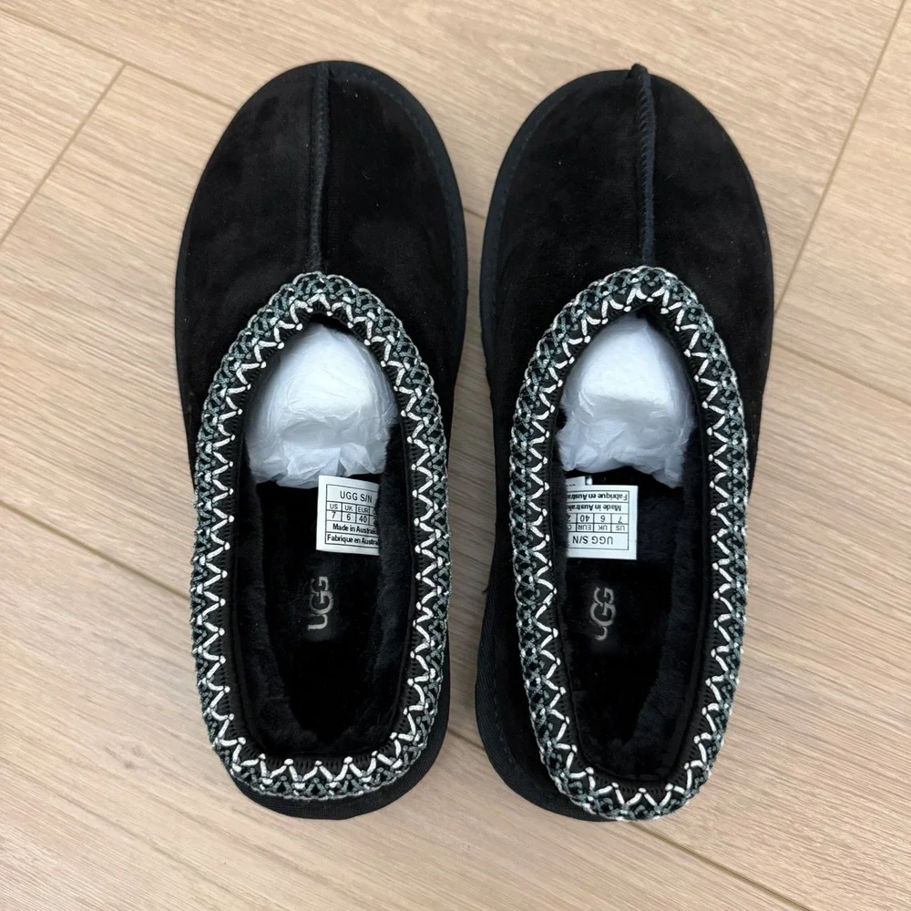 UGG Tasman Black Suede Slippers Embroidered Braid Slip On Shoes US 7 1119102 - Picture 6 of 7